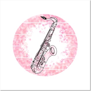 Floral Saxophone Japanese Cherry Blossom Saxophonist Musician Posters and Art